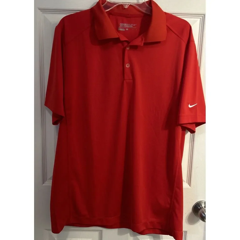 Nike Golf Polo Tour Performance Shirt Men's Large Dri-Fit Red Short Sleeve‎